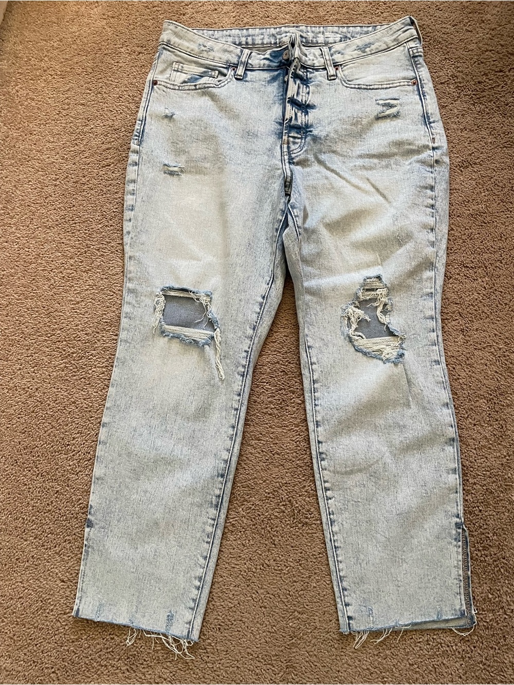 Old Navy O.G. Straight High-Rise Distressed Jeans Button Fly